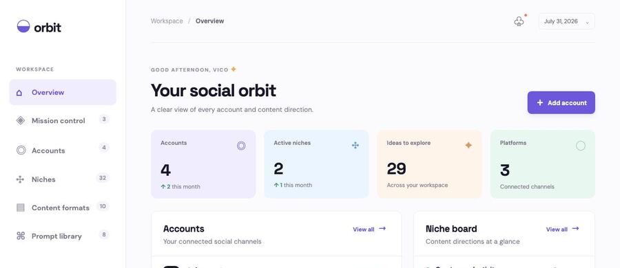 Screenshot of the Accman live build